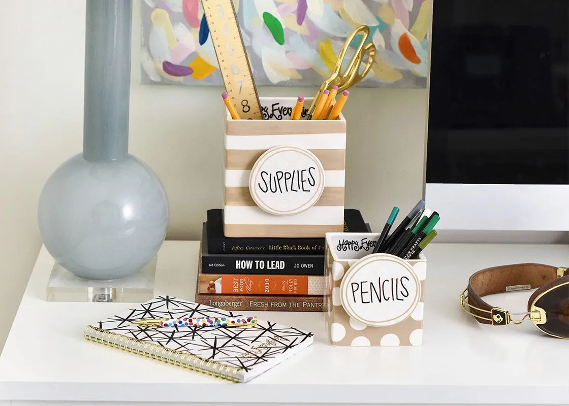 Neutral Stripe Nesting Cube Medium