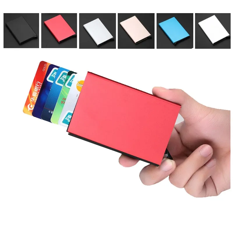 New Automatic Silde Aluminum ID Cash Card Holder Men Business RFID Blocking Wallet Credit Card Protector Case Pocket Purse