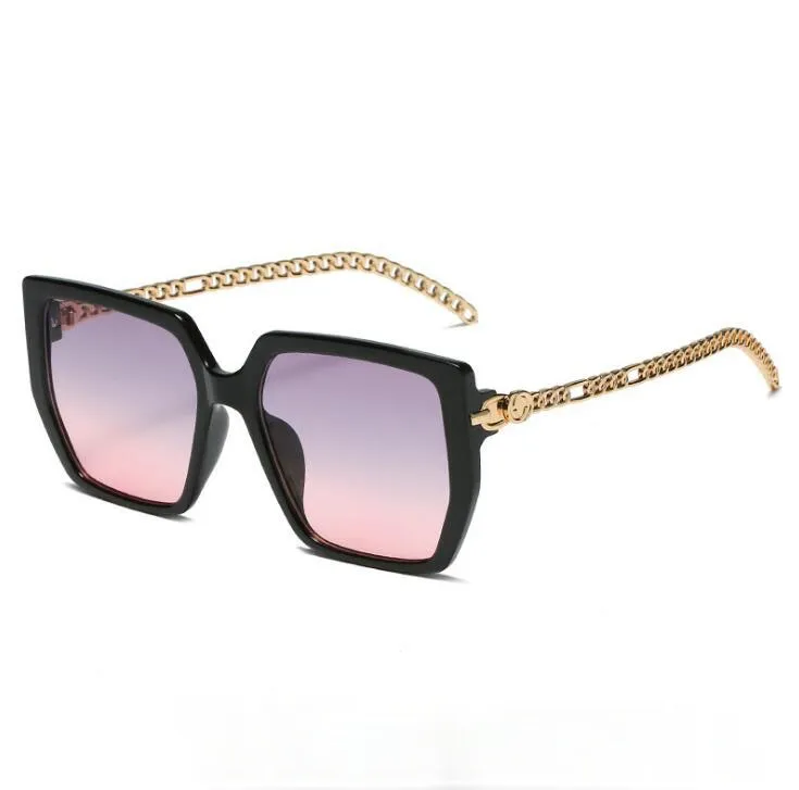 New fashion street style women's sunglasses box chain mirror legs glasses