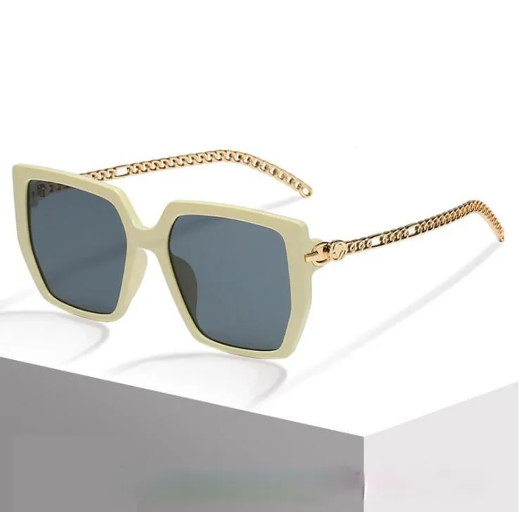 New fashion street style women's sunglasses box chain mirror legs glasses