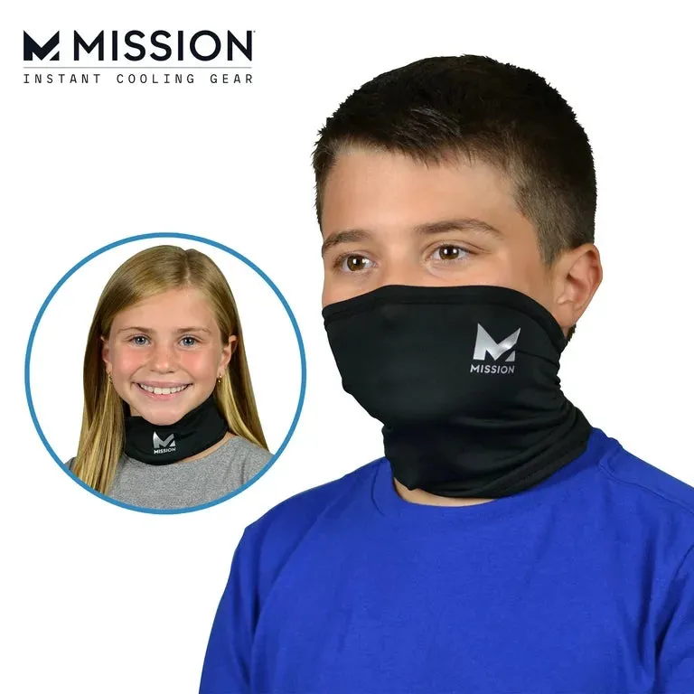 NEW Mission® Youth Cooling Gaiter - 2 Pack: Multifunctional Face & Neck Cover, Blue/Grey, Helps defend against dust, wind & sun! Retails $30 