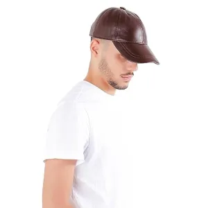 New Retail $130  MAZURA Unisex Genuine Leather Baseball Cap - 100% Lamb Leather Baseball Cap for Men and Women with Adjustable Back Strap (Chocolate Brown)