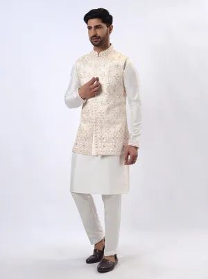 Off-White Kurta Set with Koti | Azania