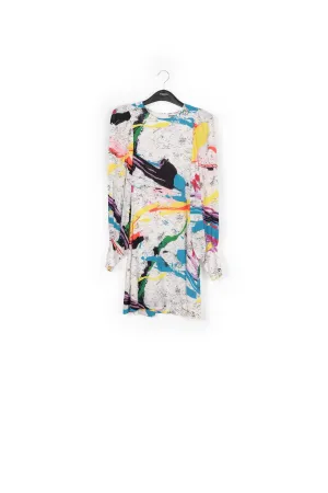 Off-white mini dress with colorful splatters