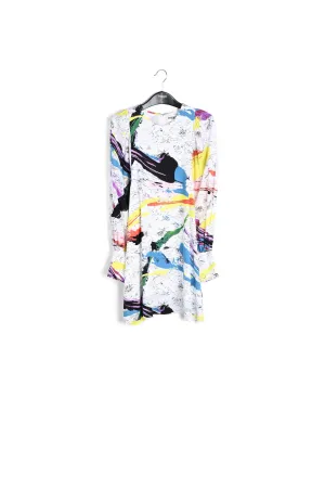 Off-white mini dress with colorful splatters