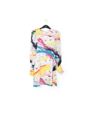 Off-white mini dress with colorful splatters
