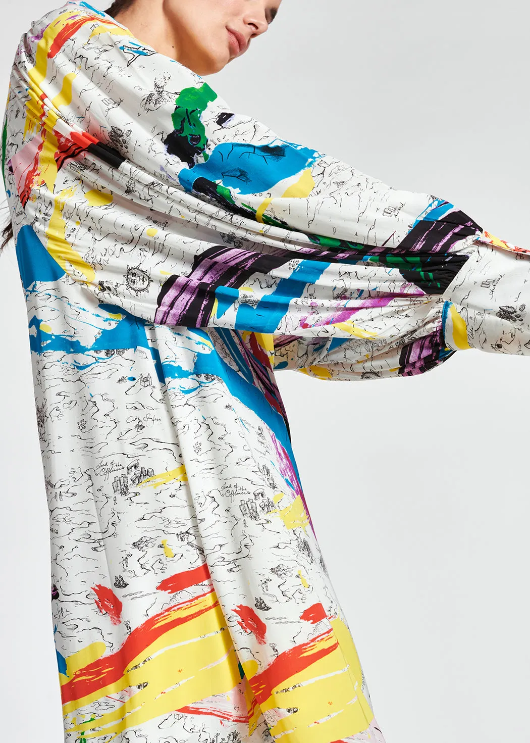 Off-white mini dress with colorful splatters