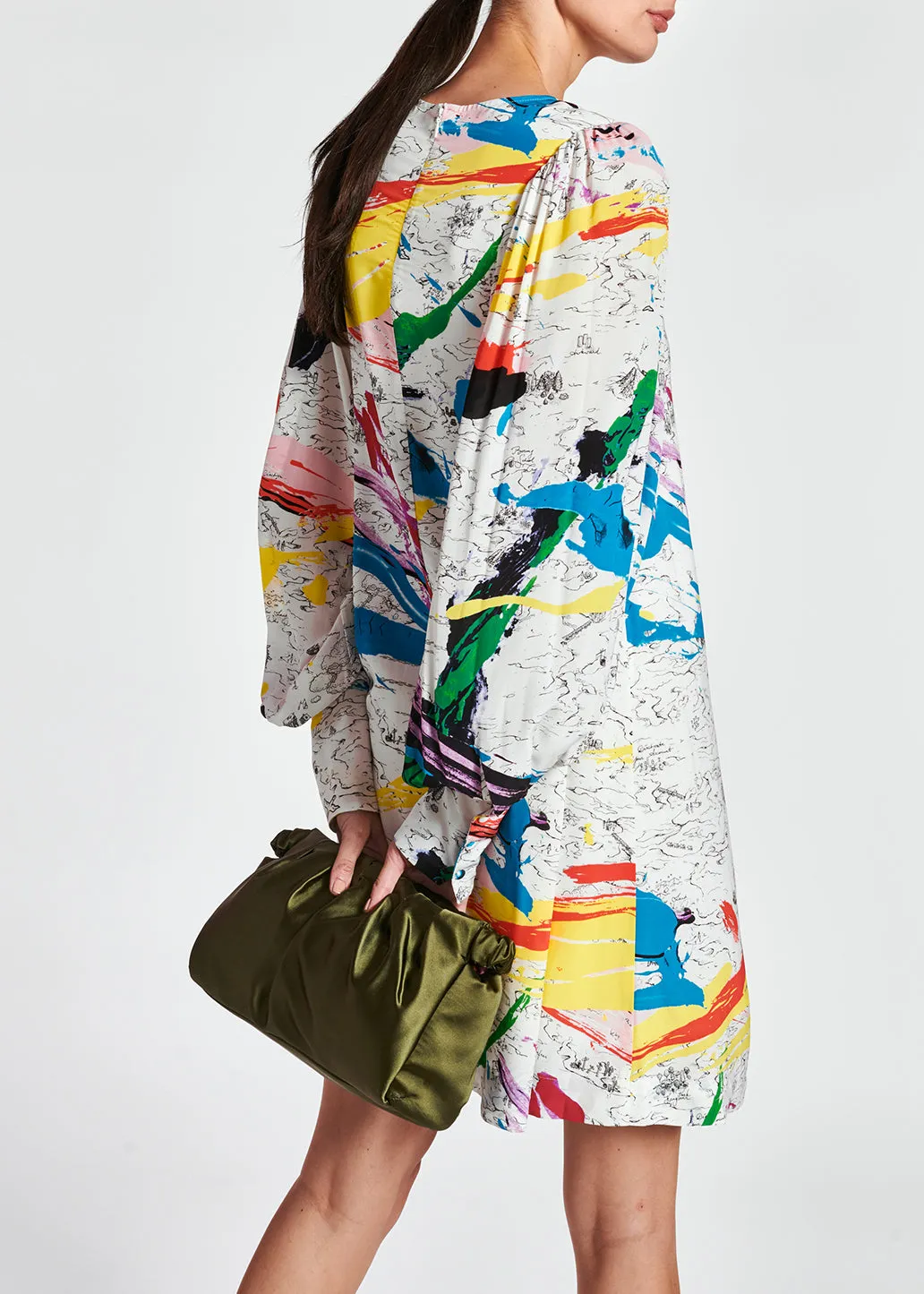 Off-white mini dress with colorful splatters