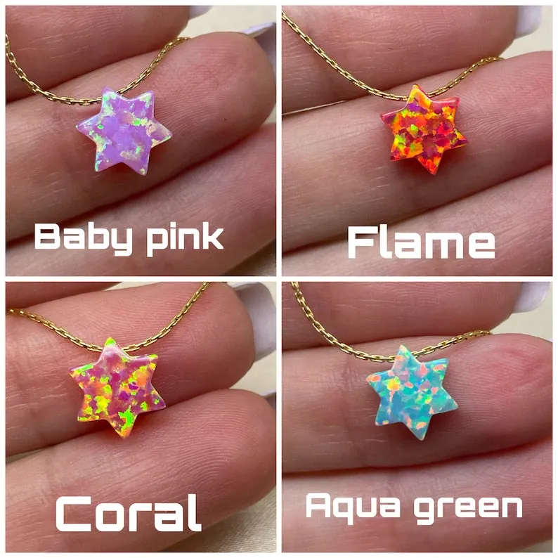 Opal Star of David Necklace – Minimalist Judaica Jewelry