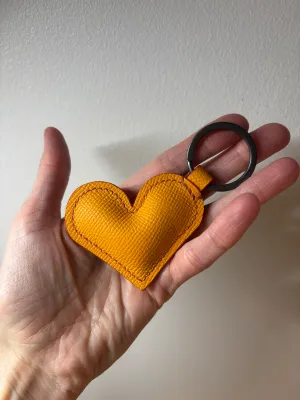 Orange Epsom Leather Heart Key Fob