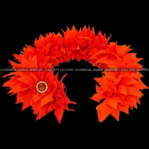 Orange Satin K-CUT Flowers | Bharatanatyam Kuchipudi Dance flowers | 12 or 16 in | veni kondai | Classical Dance Jewelry
