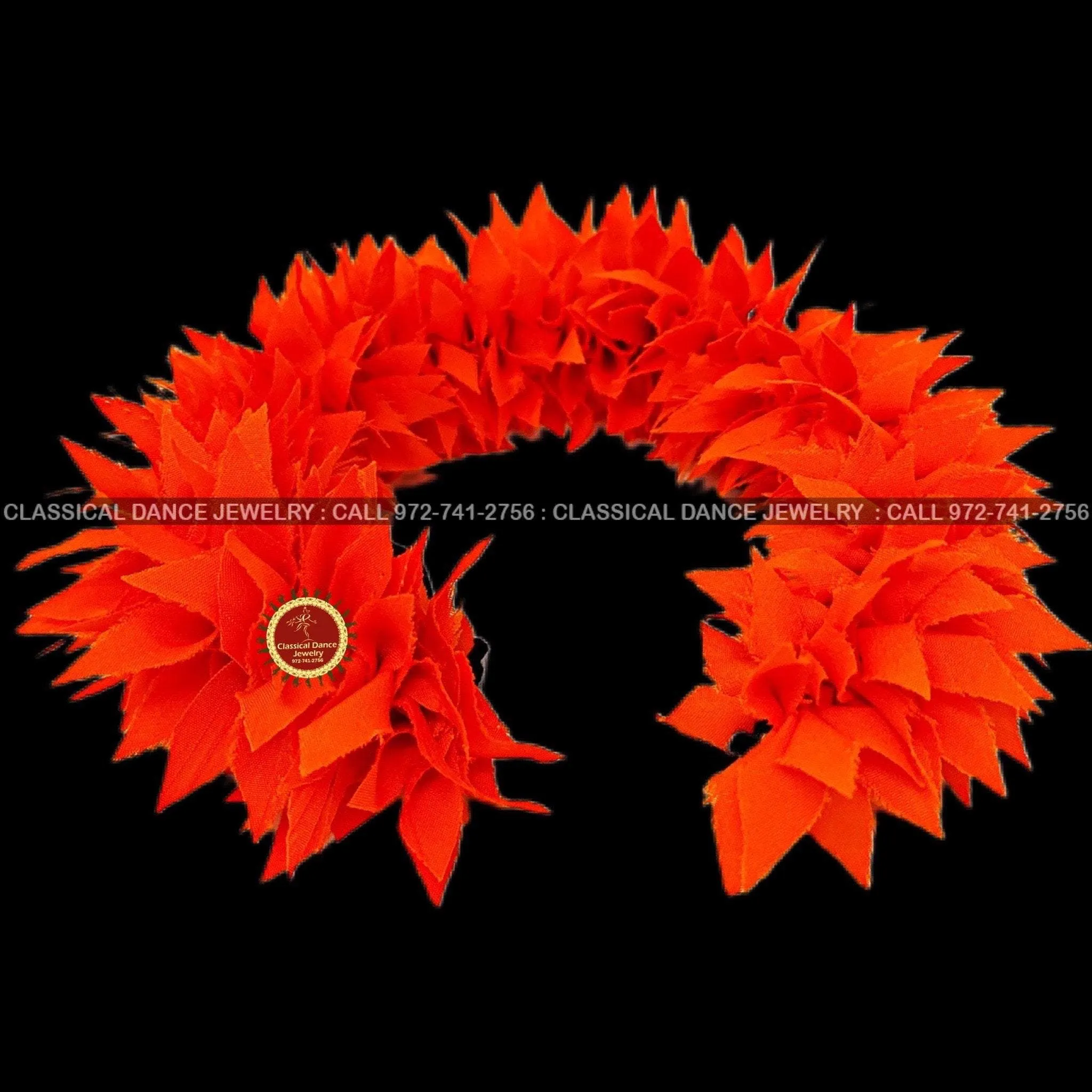 Orange Satin K-CUT Flowers | Bharatanatyam Kuchipudi Dance flowers | 12 or 16 in | veni kondai | Classical Dance Jewelry