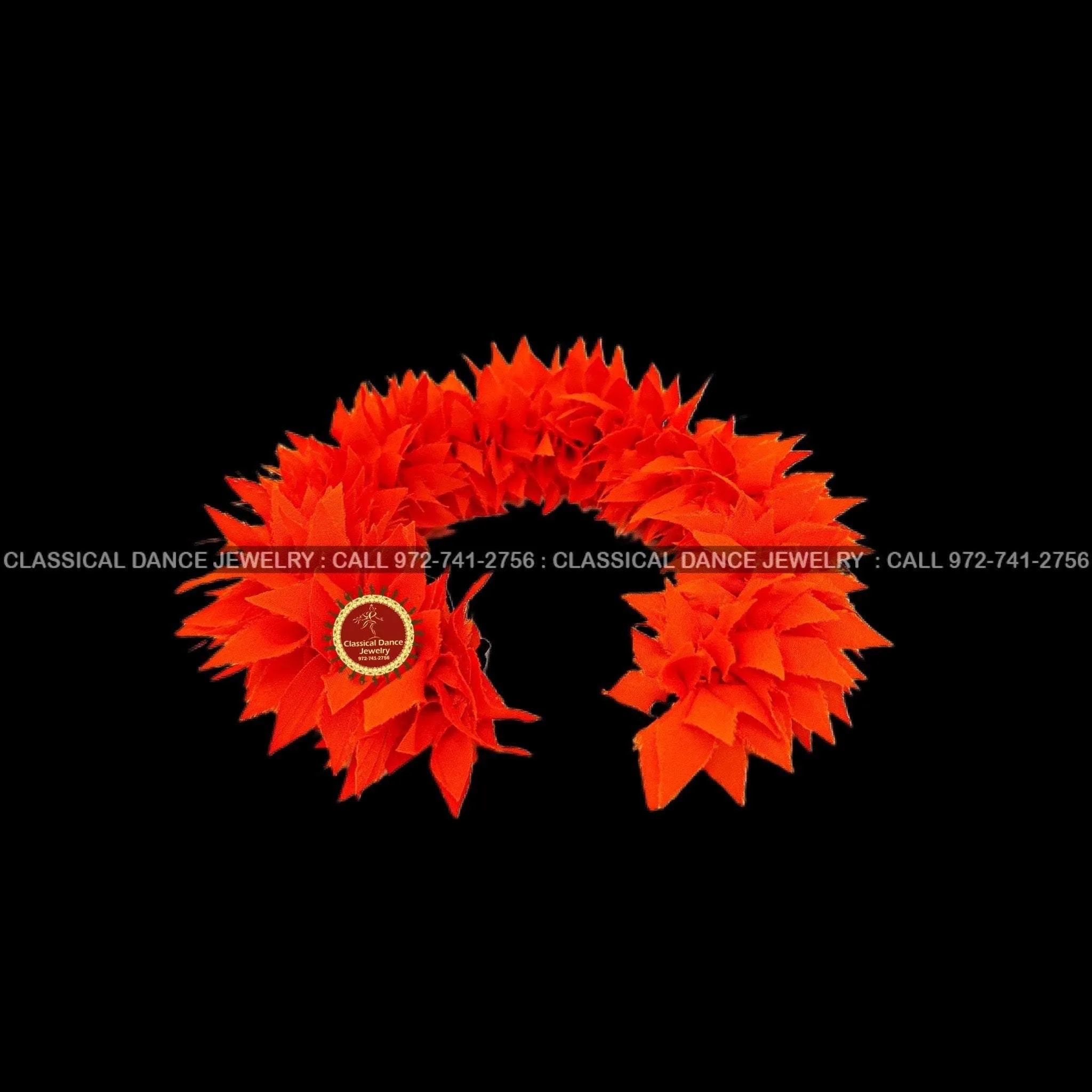 Orange Satin K-CUT Flowers | Bharatanatyam Kuchipudi Dance flowers | 12 or 16 in | veni kondai | Classical Dance Jewelry