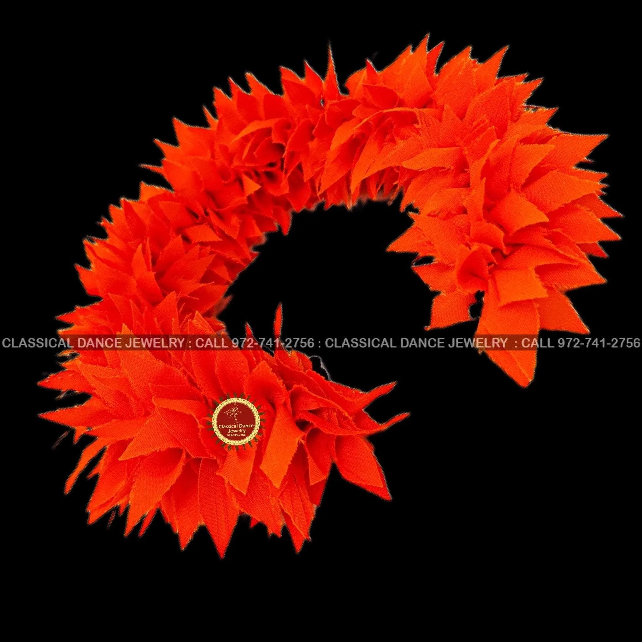 Orange Satin K-CUT Flowers | Bharatanatyam Kuchipudi Dance flowers | 12 or 16 in | veni kondai | Classical Dance Jewelry