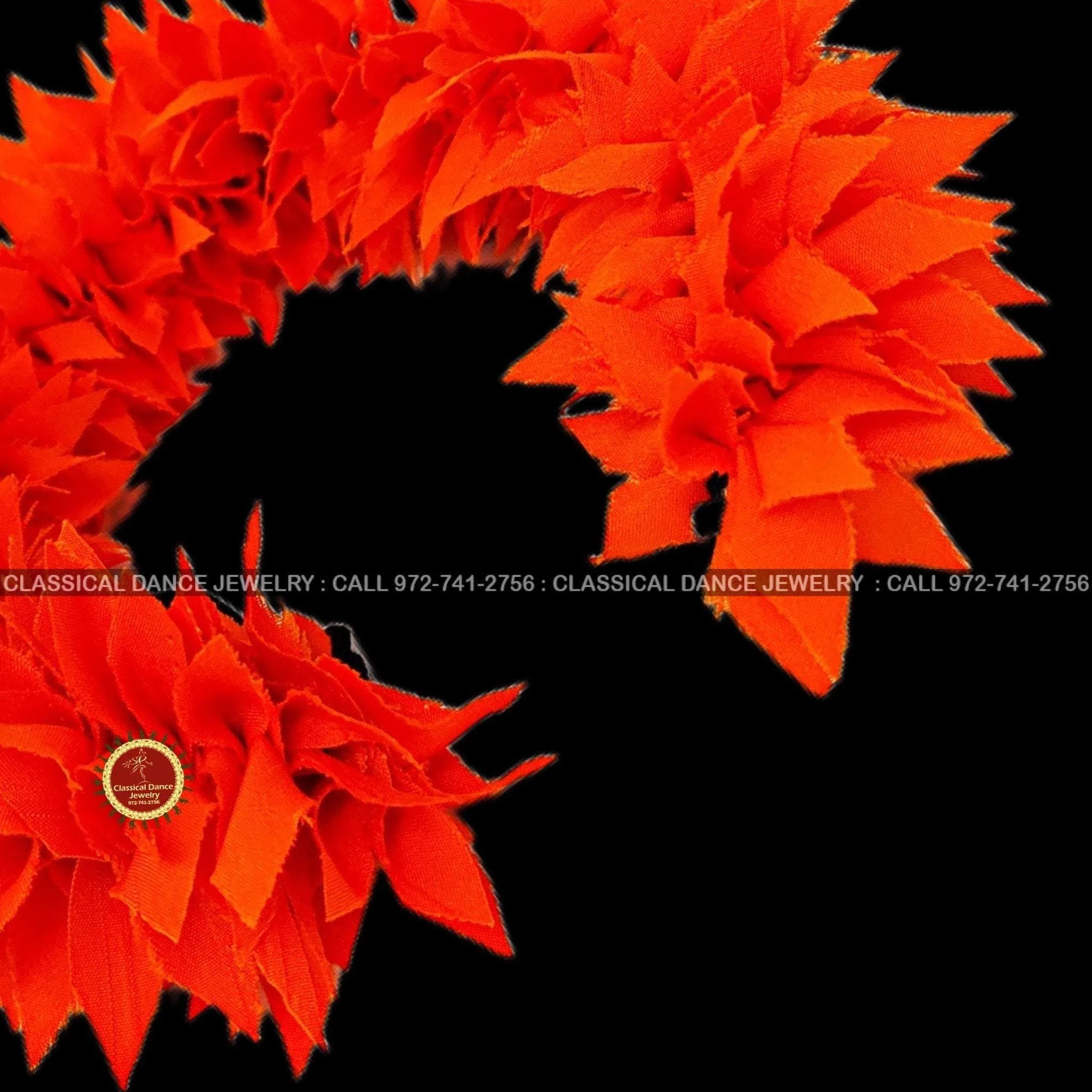 Orange Satin K-CUT Flowers | Bharatanatyam Kuchipudi Dance flowers | 12 or 16 in | veni kondai | Classical Dance Jewelry