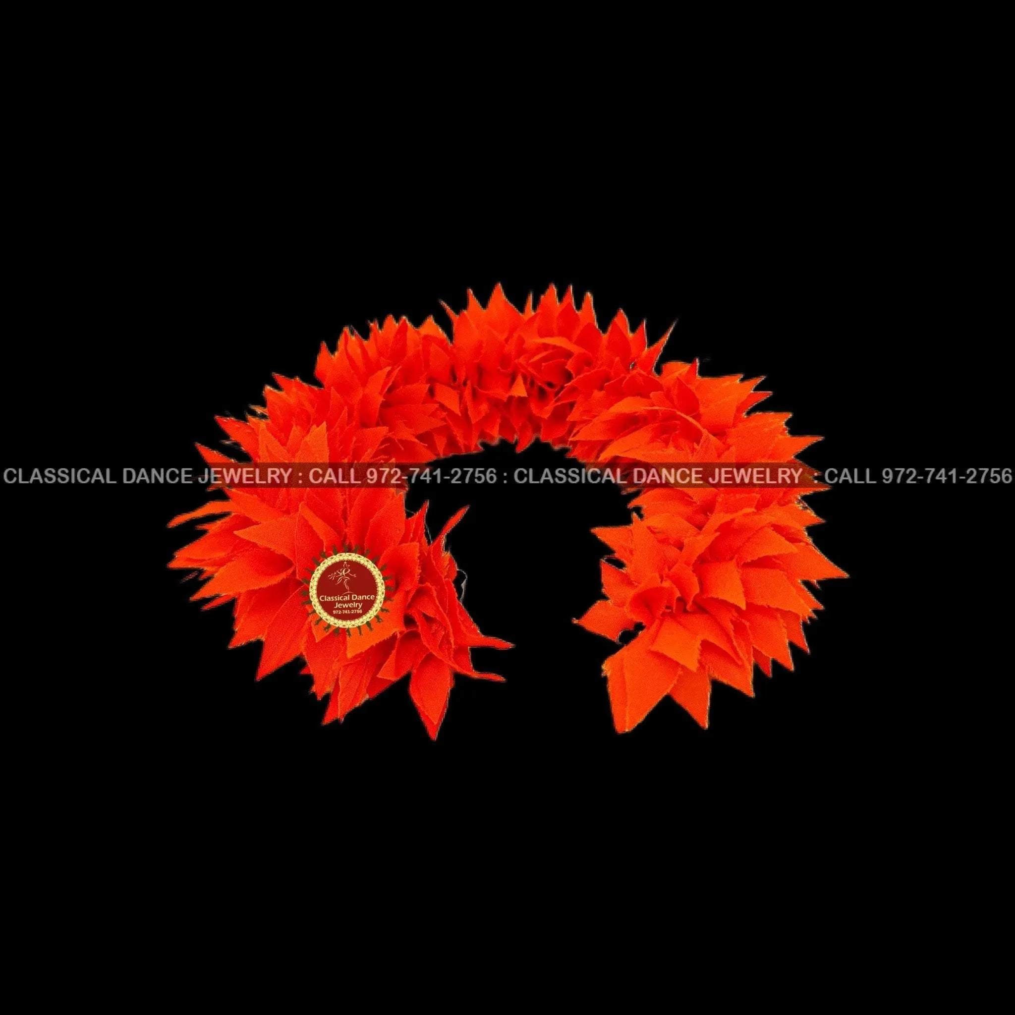 Orange Satin K-CUT Flowers | Bharatanatyam Kuchipudi Dance flowers | 12 or 16 in | veni kondai | Classical Dance Jewelry