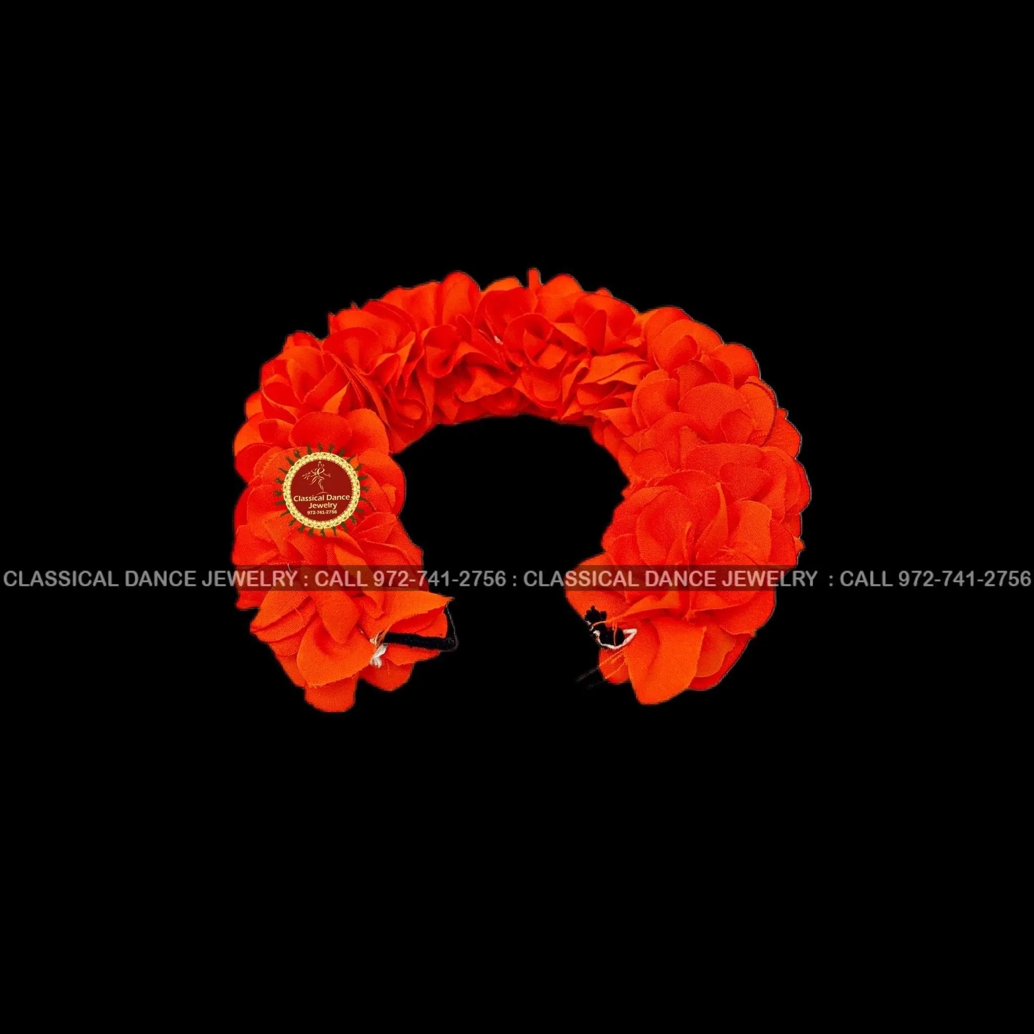 Orange Satin Round Cut Flowers | Bharatanatyam Kuchipudi Dance flowers | 12 or 16 in | veni kondai | Classical Dance Jewelry