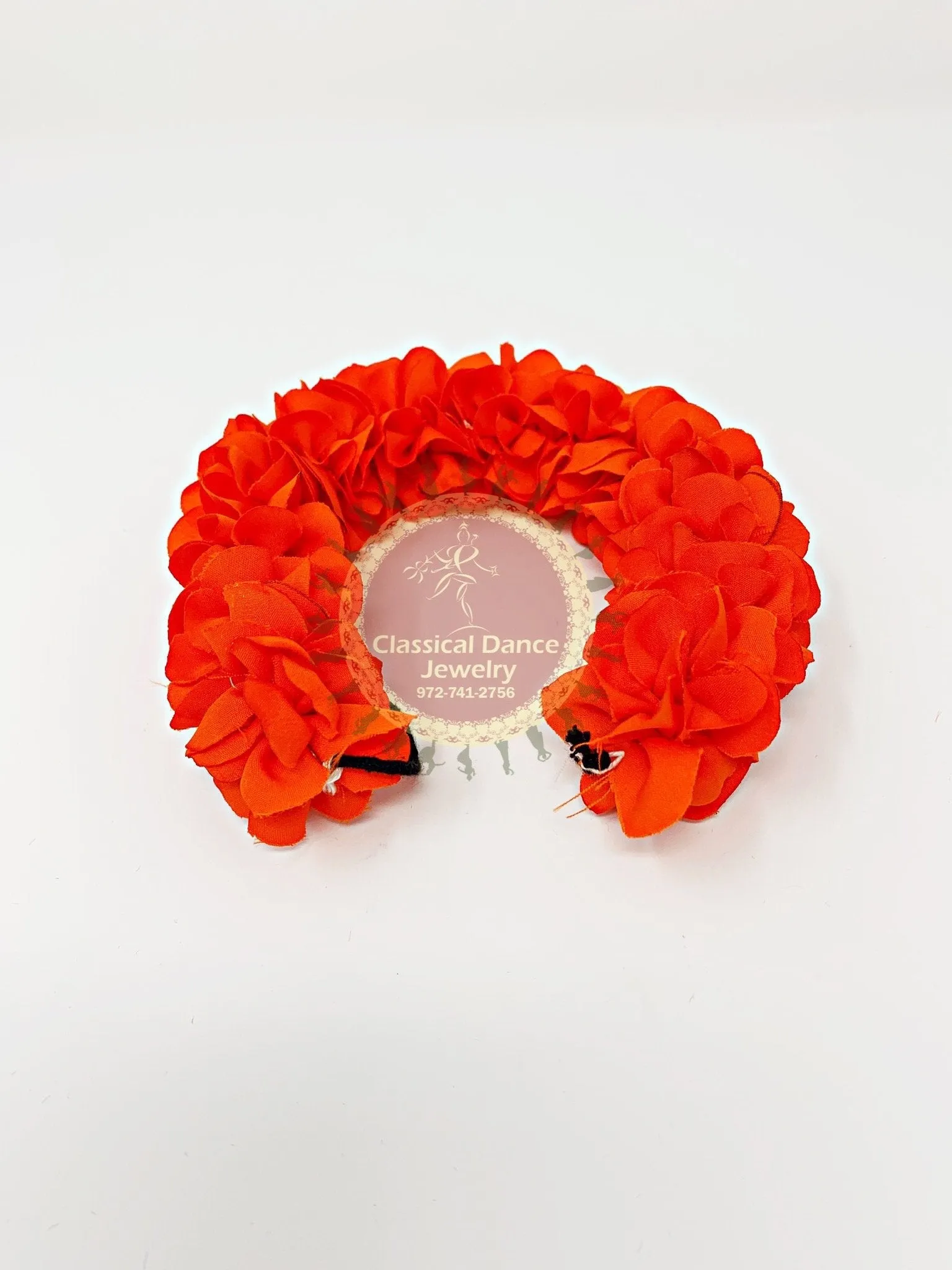 Orange Satin Round Cut Flowers | Bharatanatyam Kuchipudi Dance flowers | 12 or 16 in | veni kondai | Classical Dance Jewelry