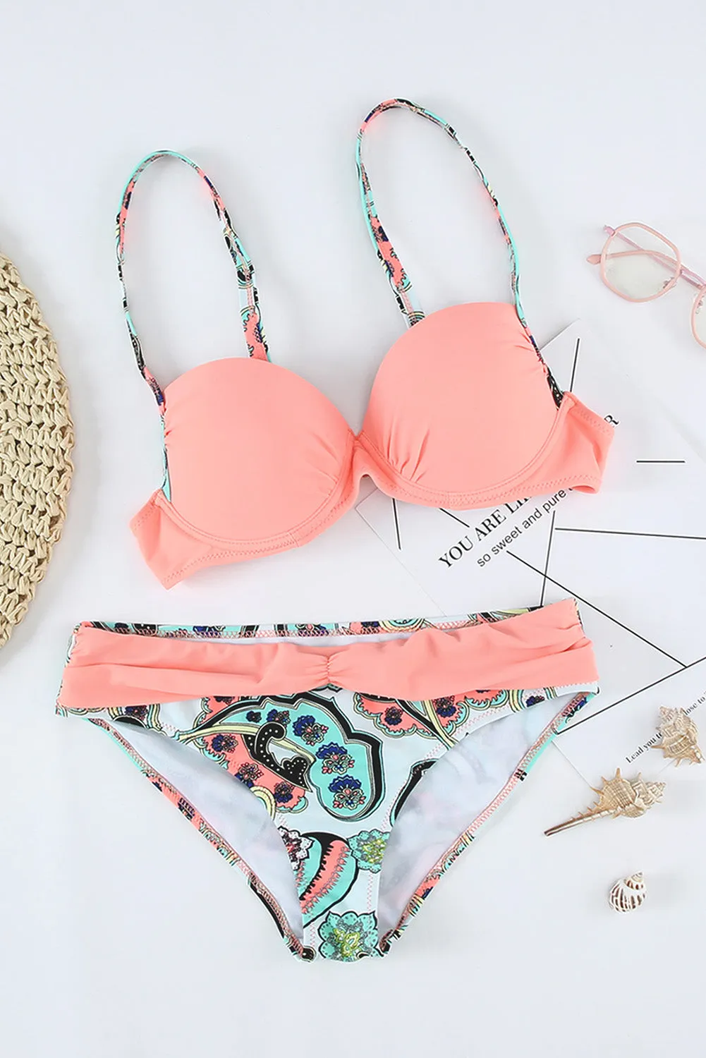 Padded Gather Push-up Bikini Set