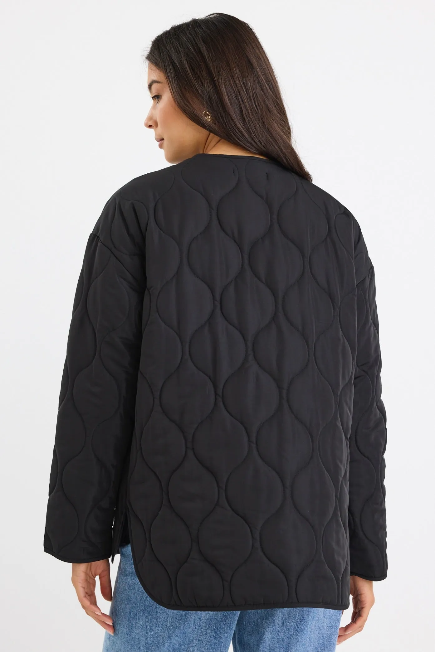 Peak Black Oversized Padded Shell Jacket