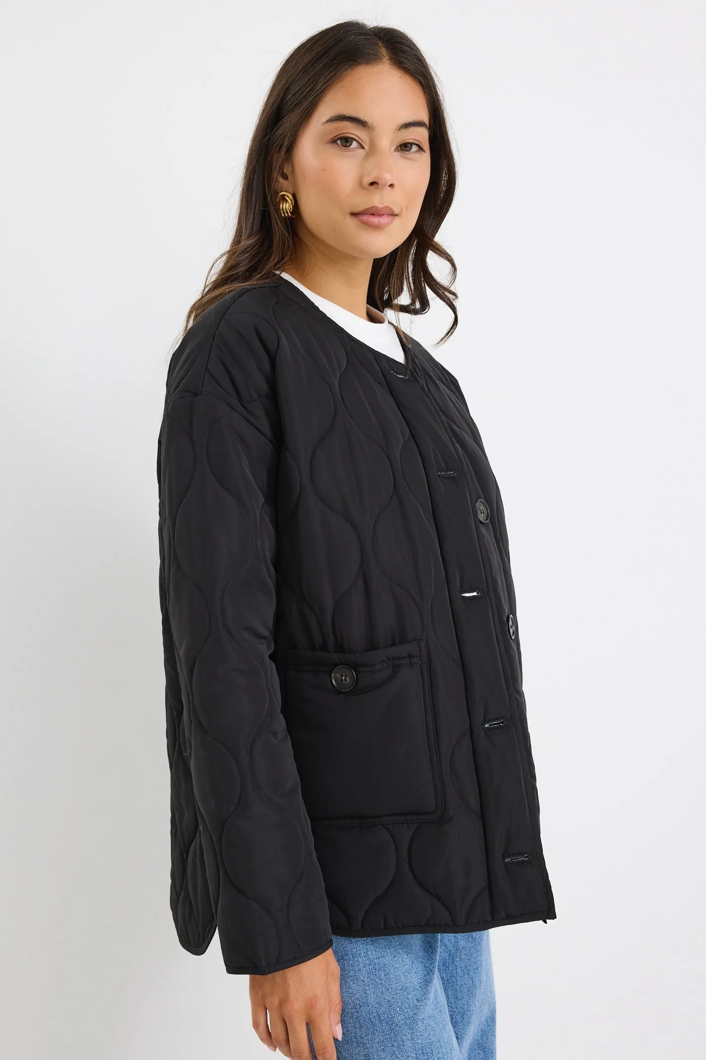 Peak Black Oversized Padded Shell Jacket