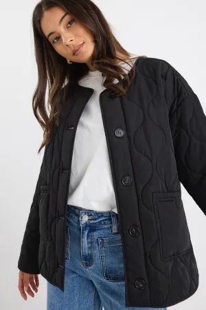 Peak Black Oversized Padded Shell Jacket