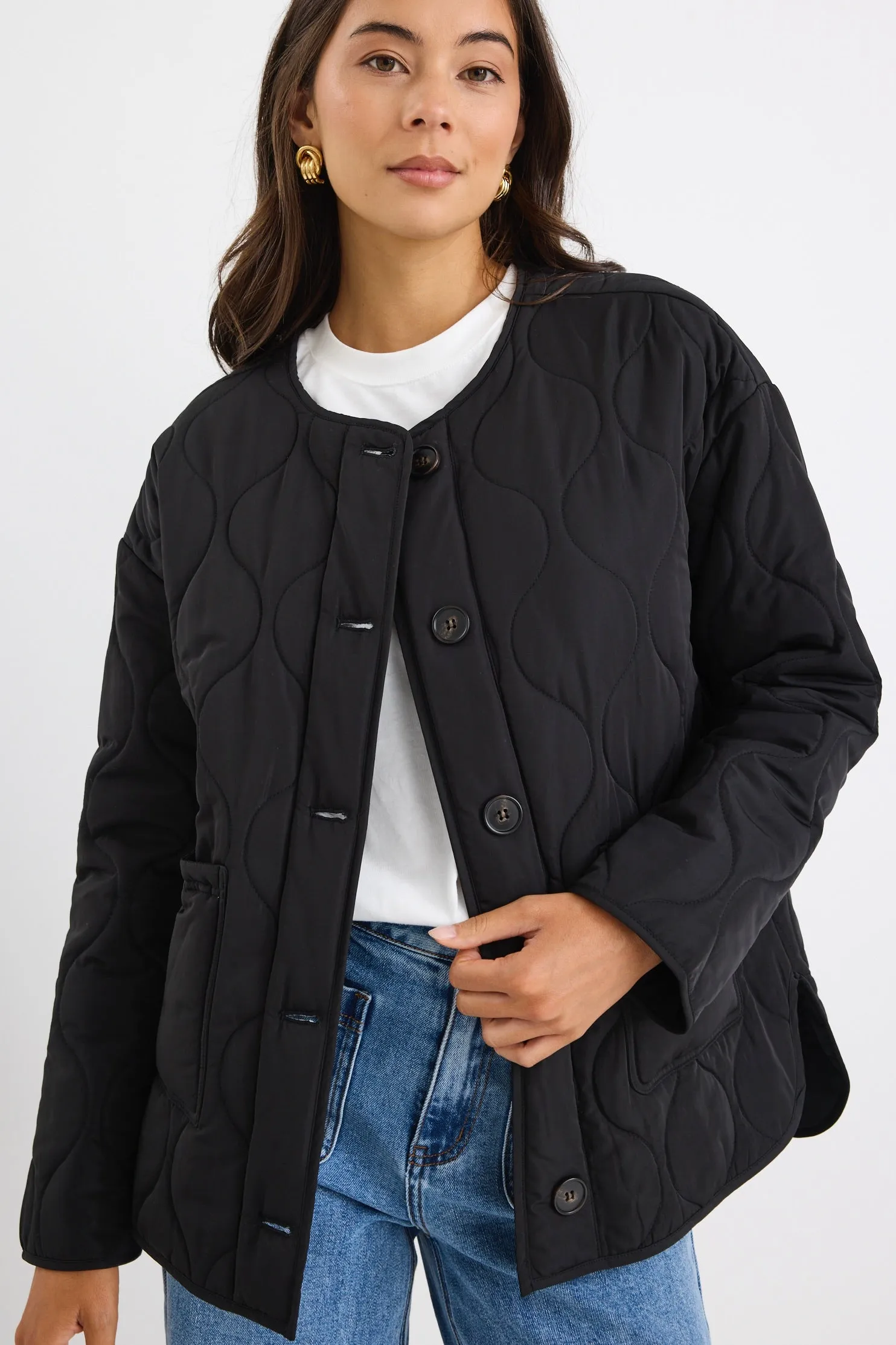 Peak Black Oversized Padded Shell Jacket