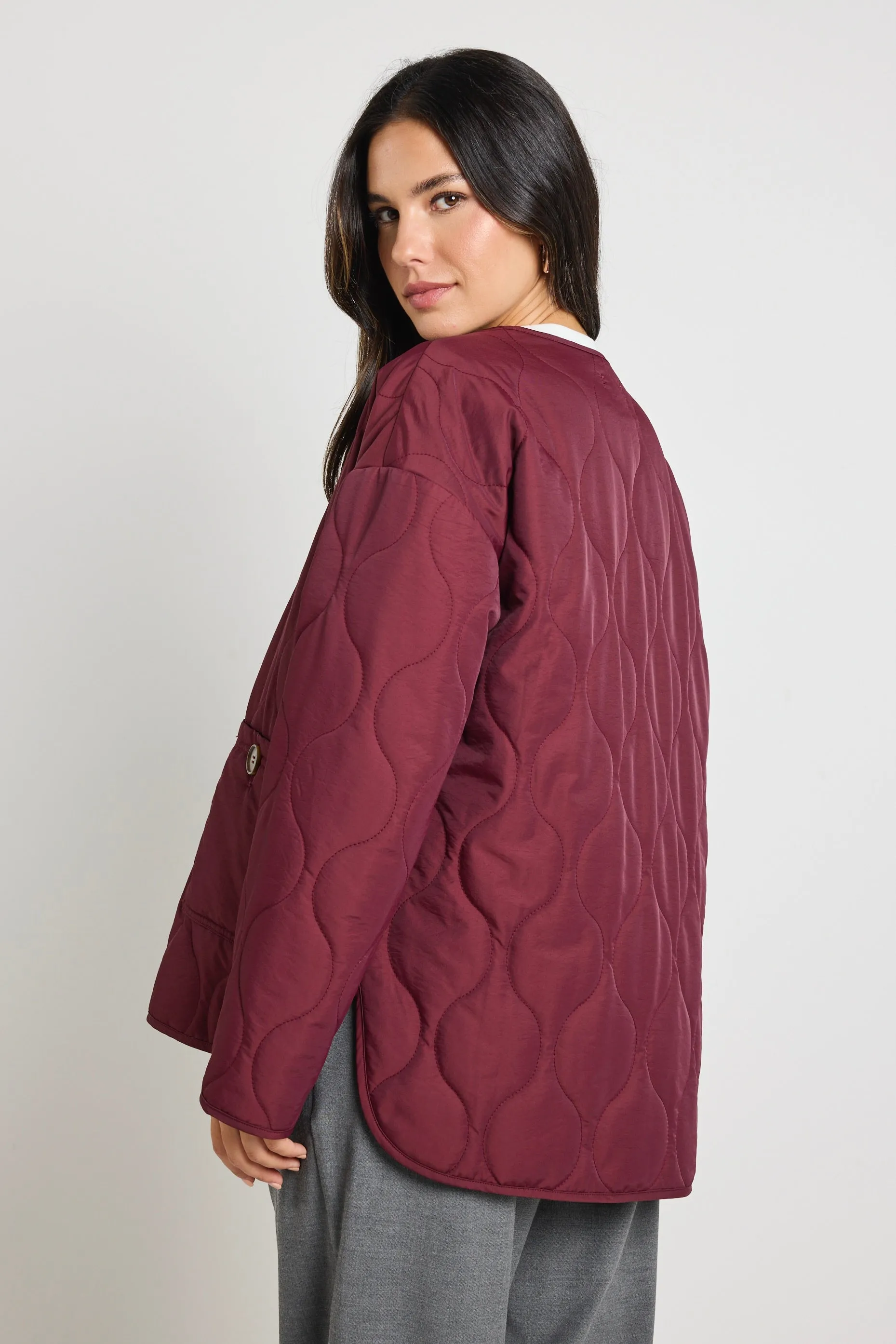 Peak Burgundy Oversized Padded Shell Jacket