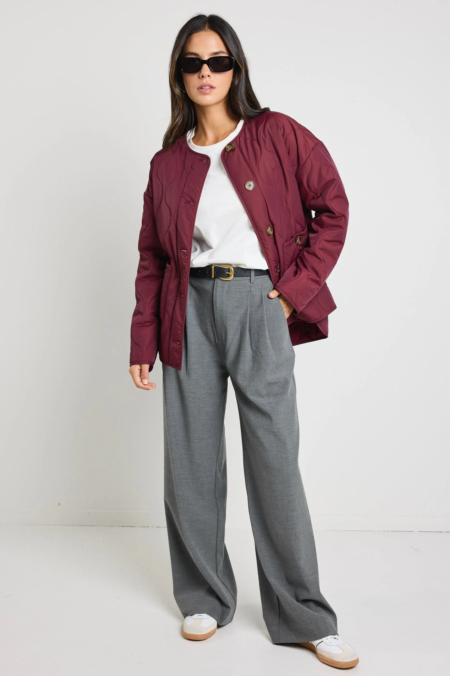 Peak Burgundy Oversized Padded Shell Jacket