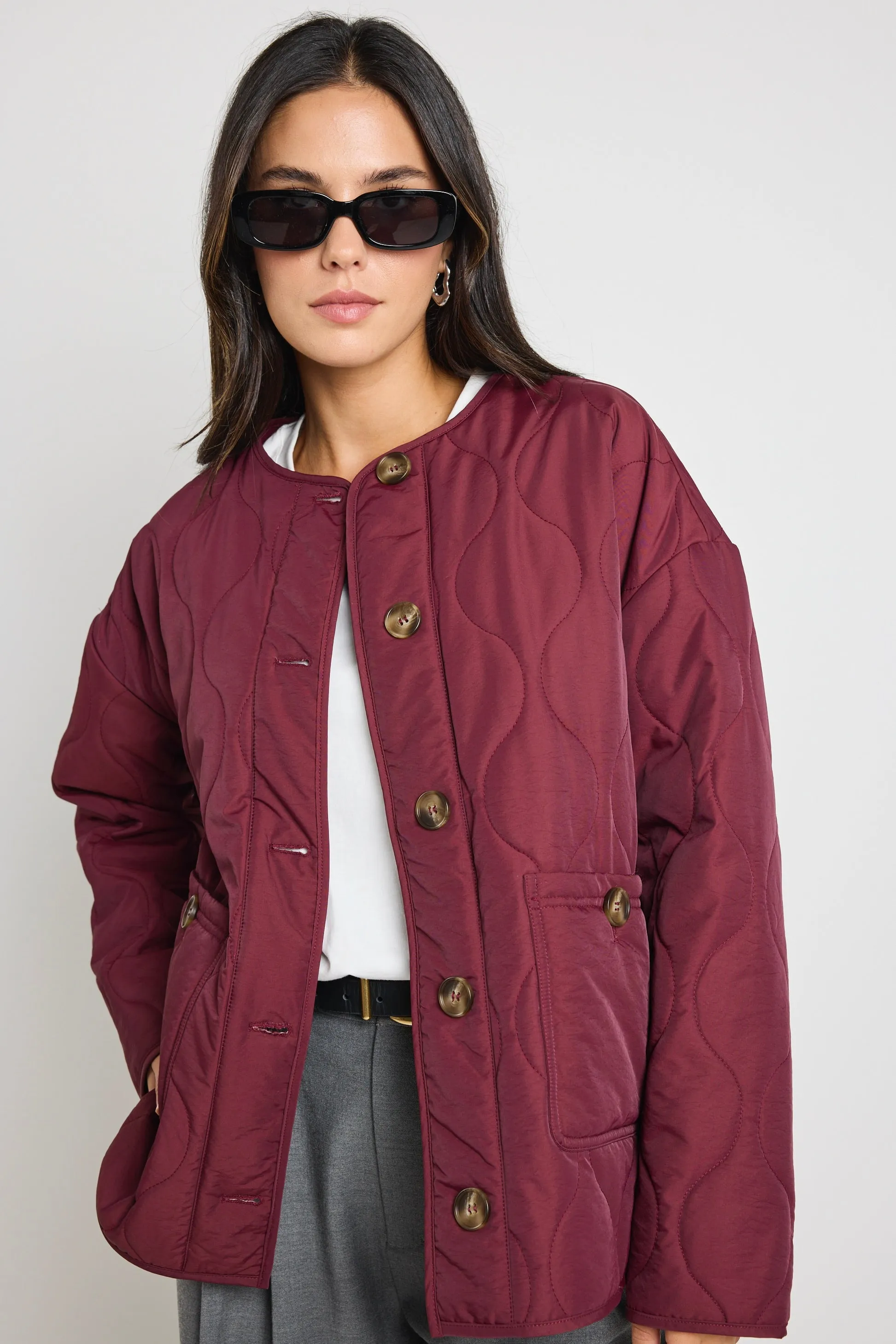 Peak Burgundy Oversized Padded Shell Jacket