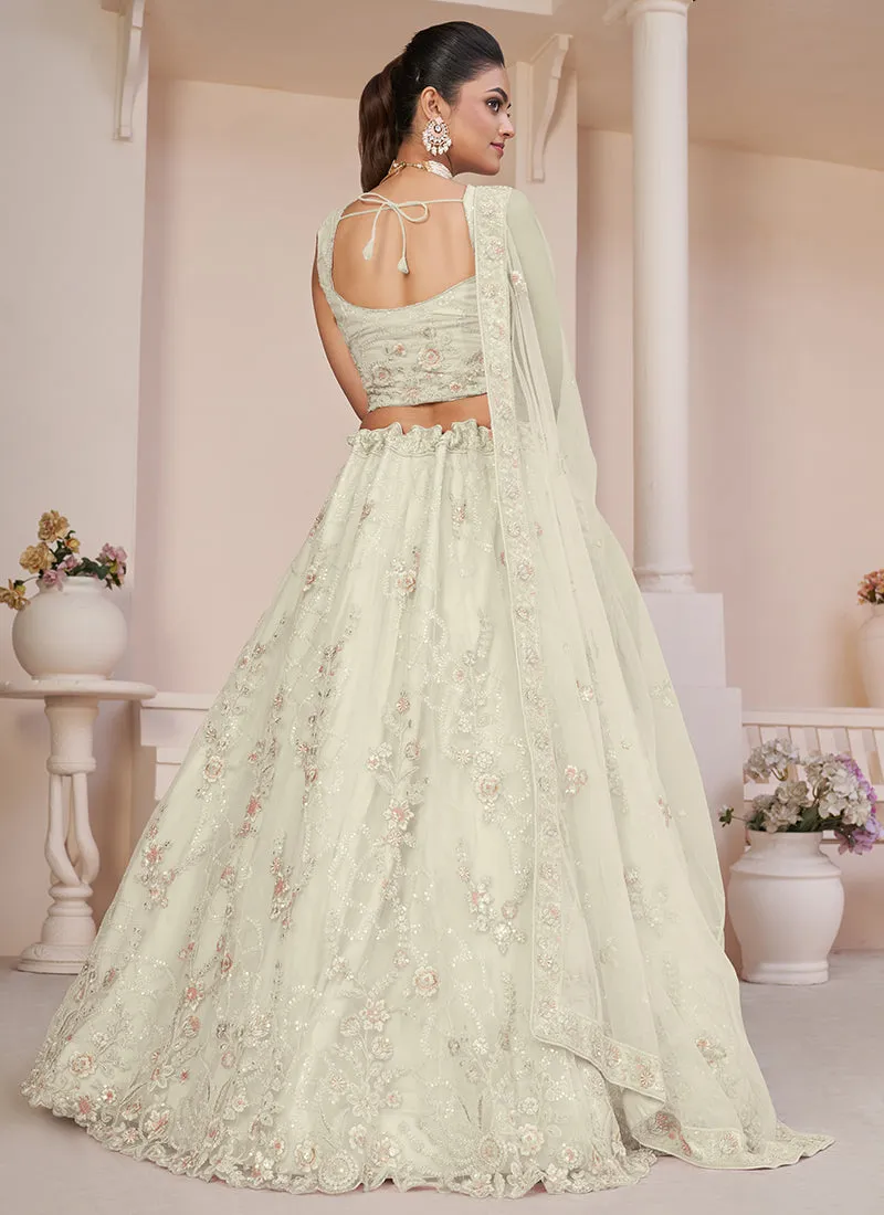 Pearl White Sequence Embroidery Lehenga Choli