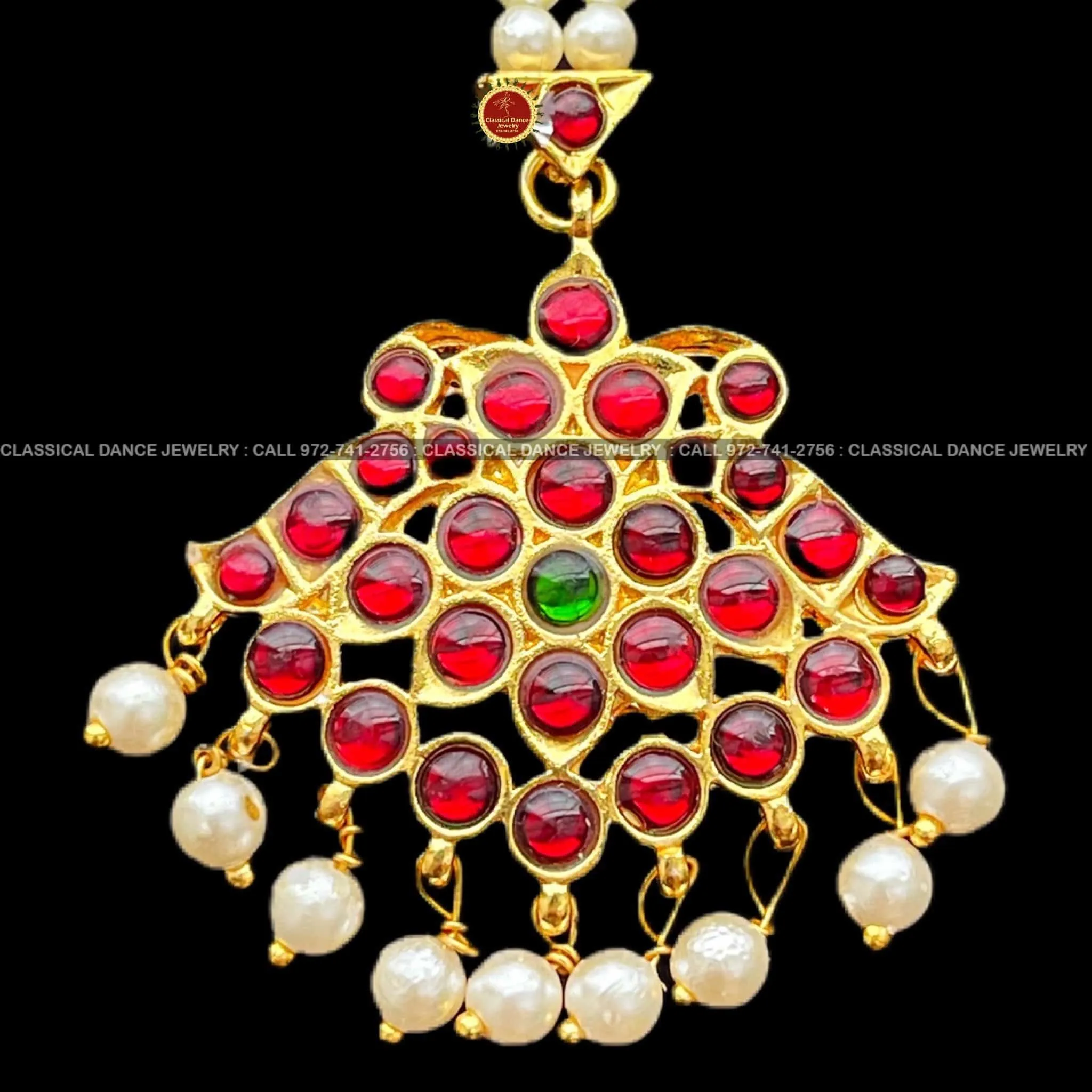 Pearls Jhumar Tikka Kemp Temple Indian Jewelry | Bharatnatyam, Kuchipudi, Engagement, Weddings, Birthdays | Classical Dance Jewelry
