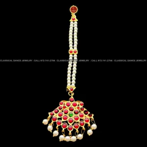 Pearls Jhumar Tikka Kemp Temple Indian Jewelry | Bharatnatyam, Kuchipudi, Engagement, Weddings, Birthdays | Classical Dance Jewelry