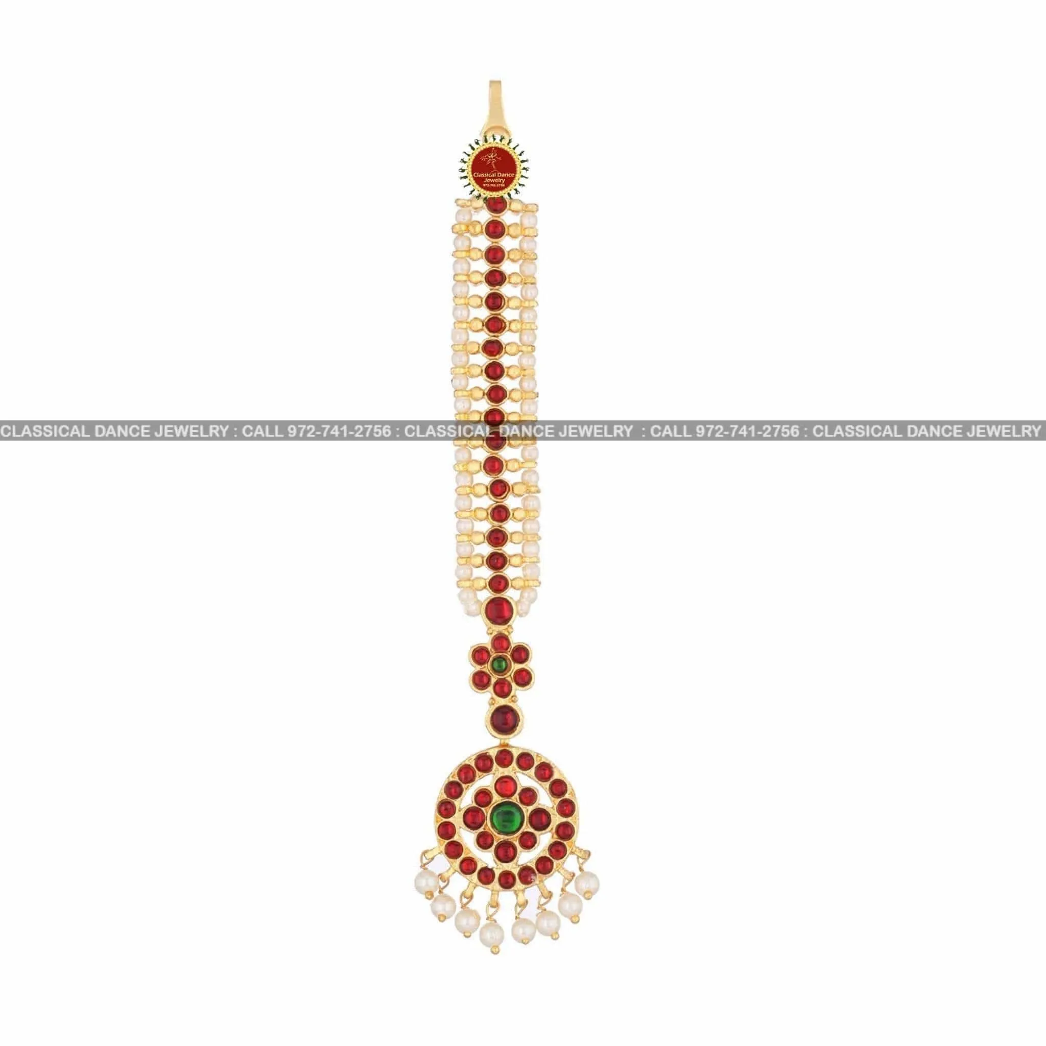 Pearls Round Tikka Kemp Gold Bead Temple Indian Jewelry | Bharatnatyam Kuchipudi Engagement, Weddings, Birthdays | Classical Dance Jewelry