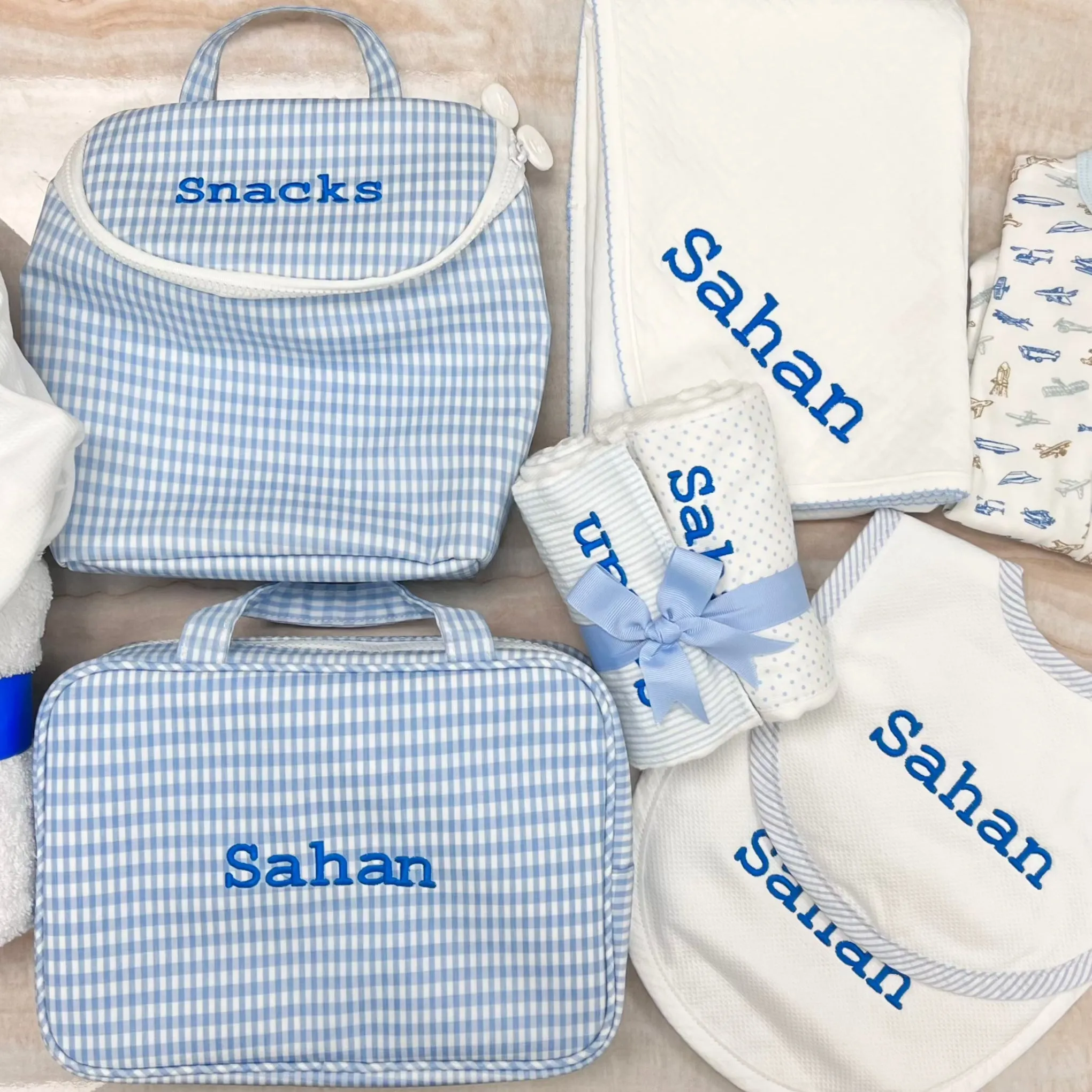 Personalized Nylon Mist Gingham Lunch Sack