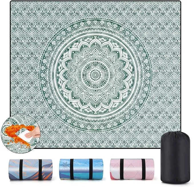 Picnic Blankets 60"x80" Waterproof Portable Outdoor Blanket Sand Proof Packable Beach Mat for Outdoors Camping Essentials Travel Accessories Summer Gifts for Women Adults Who Have Everything