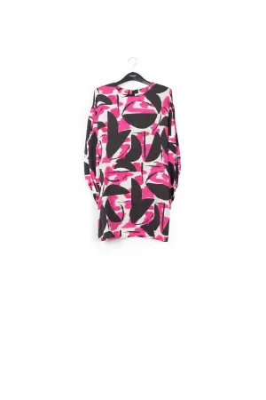 Pink, black and off-white printed mini dress