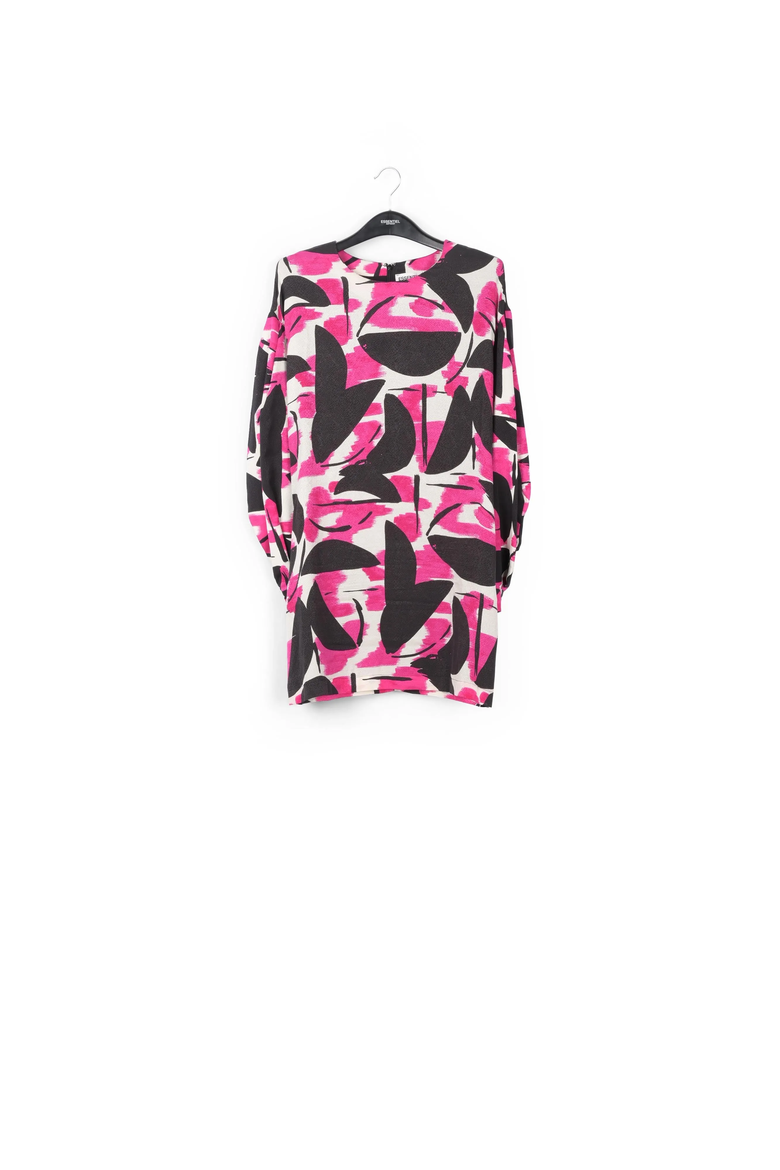 Pink, black and off-white printed mini dress