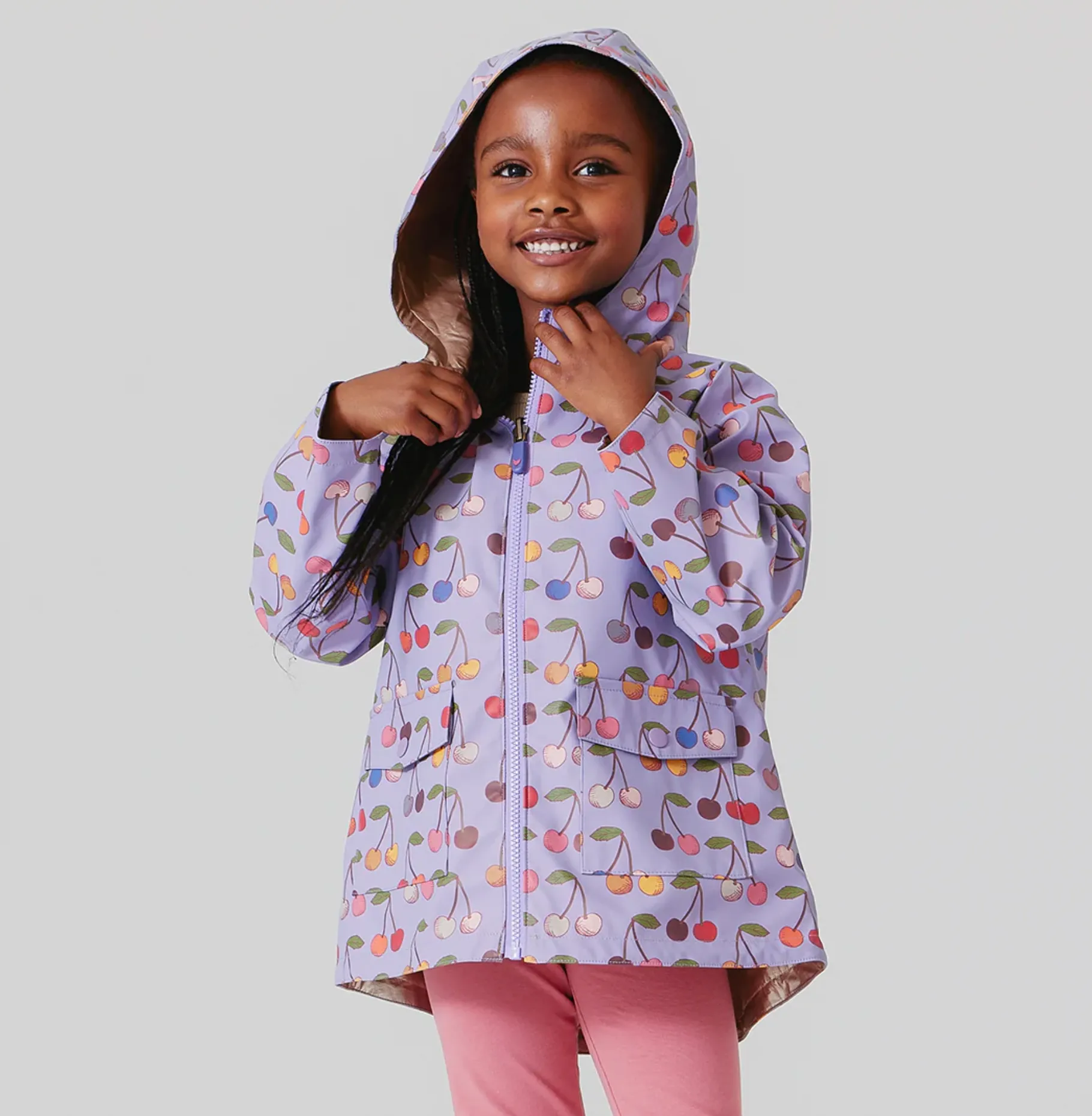 Pink Chicken Girls Rafa Rain Coat - Lavender Cherry