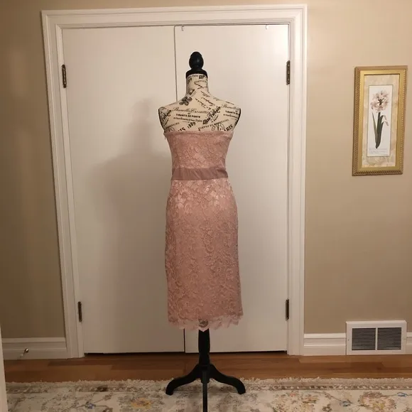 Pink lace cocktail dress