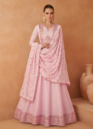 Pink Multi Sequence Embroidery Festive Anarkali Suit