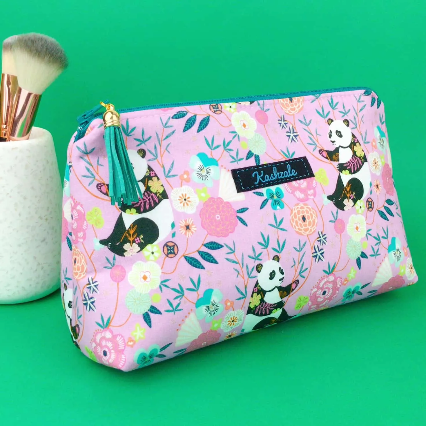 Pink Pandas Medium Makeup Bag. Pink Makeup Bag