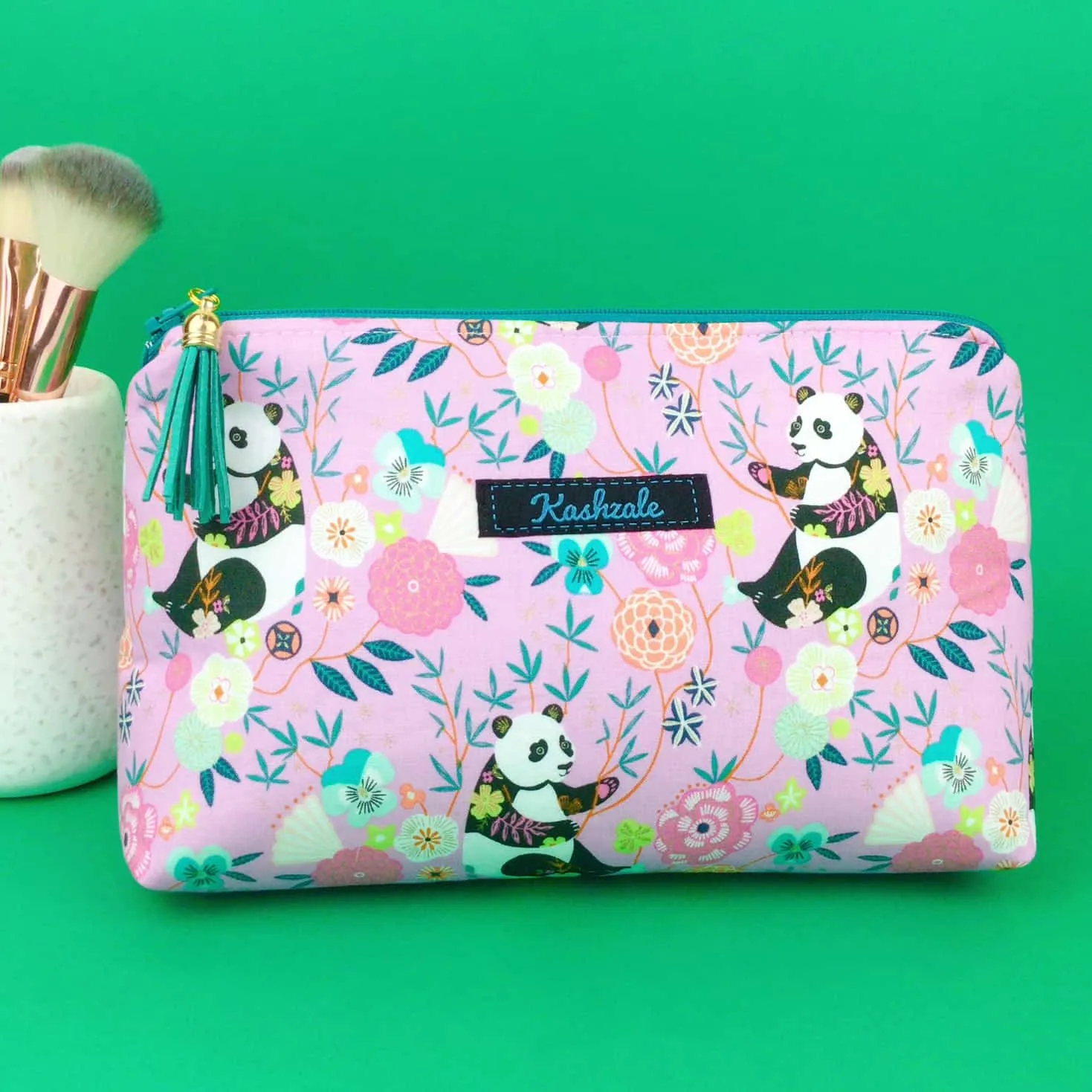 Pink Pandas Medium Makeup Bag. Pink Makeup Bag