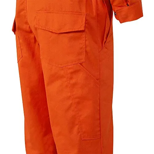 Pioneer CSA UL ARC 2 Lightweight Flame Resistant Work Coverall, Hi Vis Premium Cotton Nylon, Action Back, Tall Fit, Orange, 46, V254035T-46