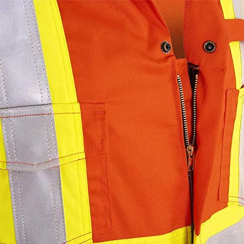Pioneer CSA UL ARC 2 Lightweight Flame Resistant Work Coverall, Hi Vis Premium Cotton Nylon, Action Back, Tall Fit, Orange, 46, V254035T-46