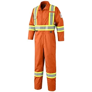 Pioneer CSA UL ARC 2 Lightweight Flame Resistant Work Coverall, Hi Vis Premium Cotton Nylon, Action Back, Tall Fit, Orange, 46, V254035T-46