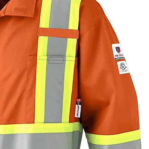 Pioneer CSA UL ARC 2 Lightweight Flame Resistant Work Coverall, Hi Vis Premium Cotton Nylon, Action Back, Tall Fit, Orange, 46, V254035T-46