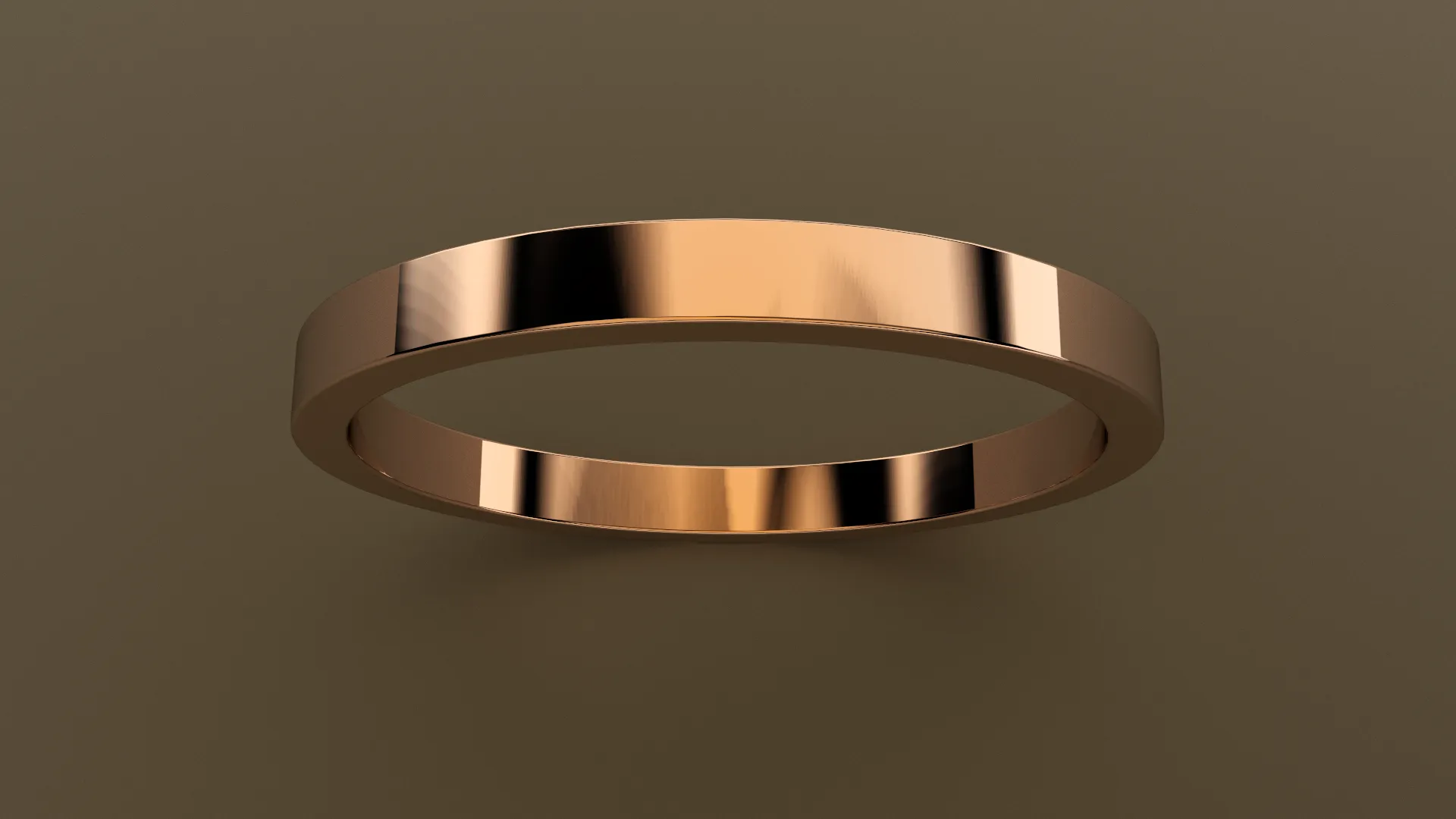 Polished Rose Gold 2mm Flat Wedding Band