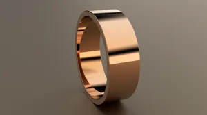 Polished Rose Gold 7mm Flat Wedding Band