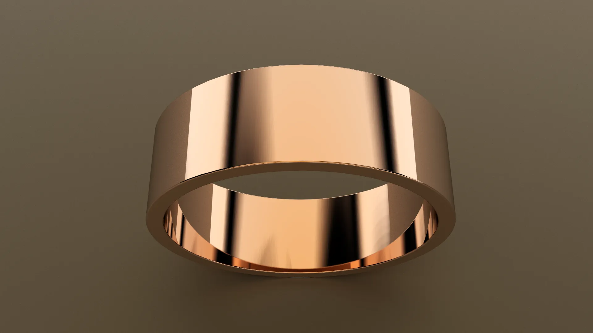 Polished Rose Gold 7mm Flat Wedding Band